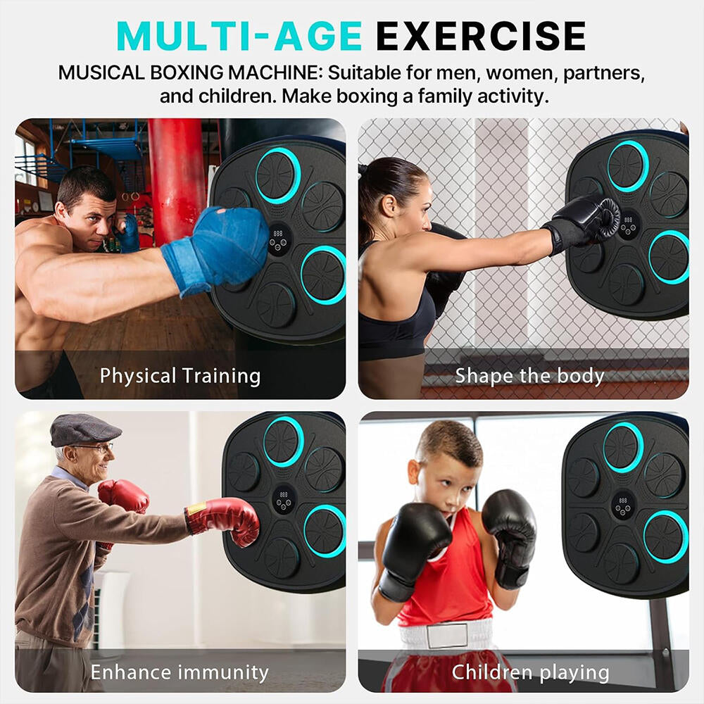 Máquina de boxeo musical con guantes de boxeo 3.0 tobillera de Compresión y Masajeador de pies de Regalo