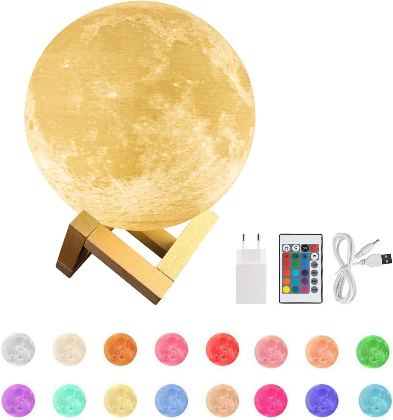 Lámpara Luna 16 Colores Mando Distancia