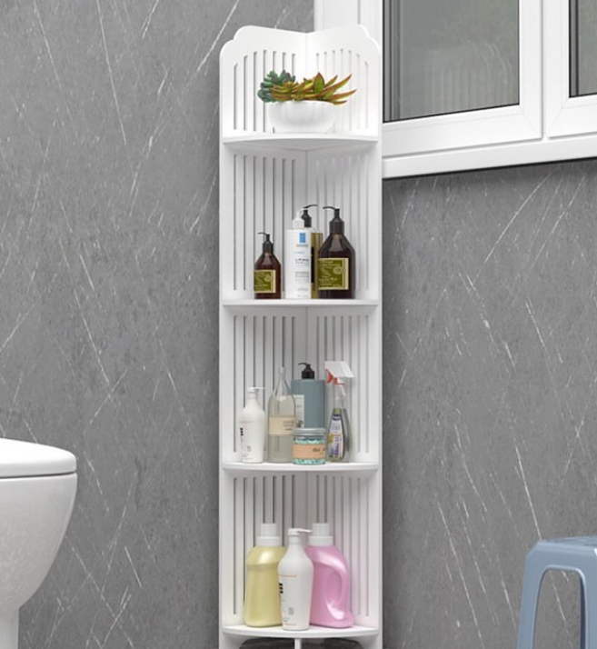 Organizador de Esquina para Suministros de Baño con Diseño Compacto y Moderno.